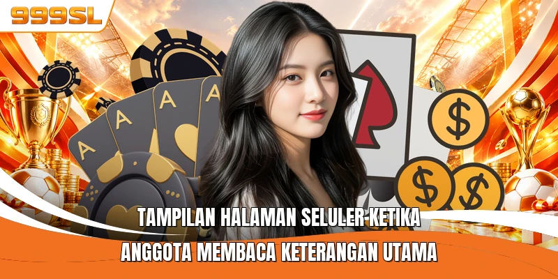 Tampilan halaman seluler ketika anggota membaca keterangan utama